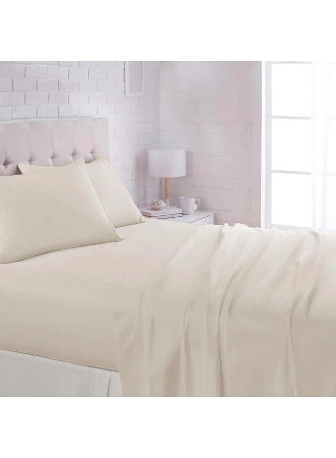 طقم ملاءات سرير فاخر مريح بلون بيج كريمي (5 قطع) - 240 × 260 سم - Image 4